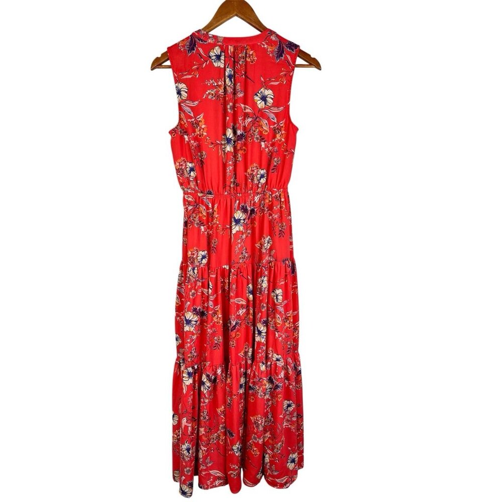 DR2 Women's Coral Floral Sleeveless Tiered Maxi Dress Small - Picture 5 of 5